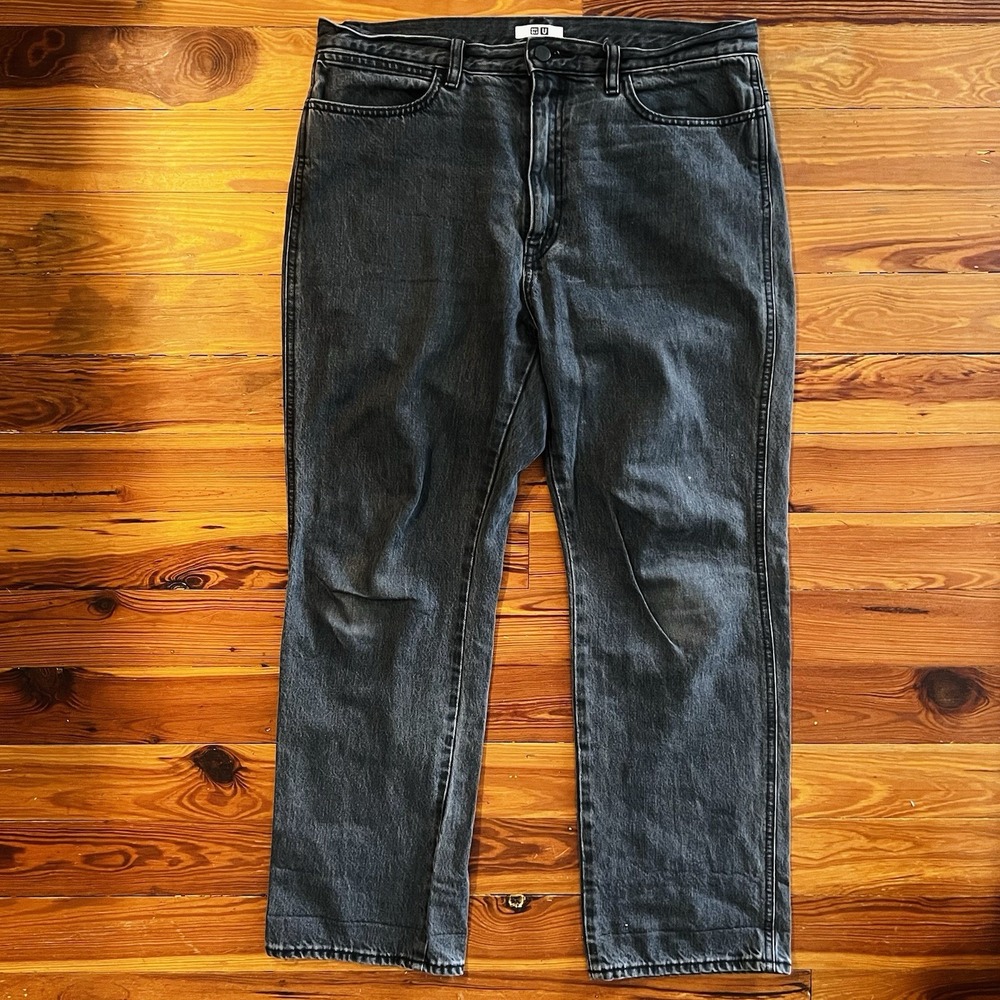Uniqlo U Men's Gray Denim Jeans 33x28 100% Cotton Straight Fit